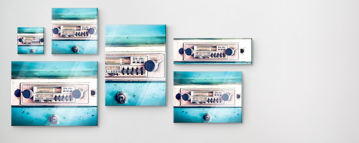 Autoradio Vintage Graue Wand Echtglas Mehrfach