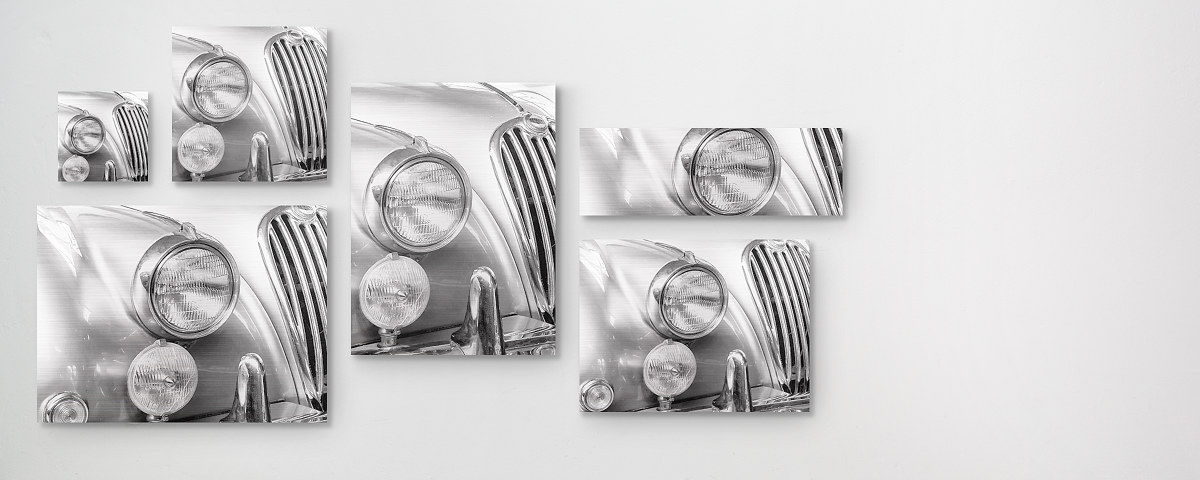 Oldtimer Silber Graue Wand Alu Dibond Brushed Mehrfach