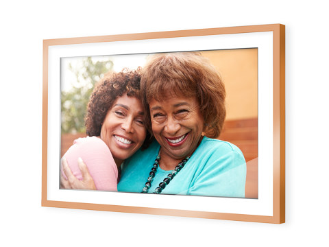 Photo avec cadre en alu look cuivré