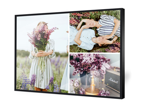 Collage sur poster avec un cadre en plastique