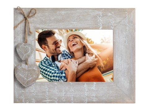 Romantischer Fotorahmen Aus Holz Mit Vintage Herzen