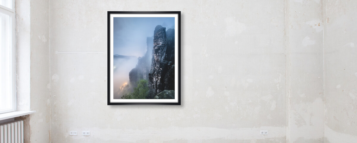 Basteiaussicht bei Nacht im Elbsandsteingebirge