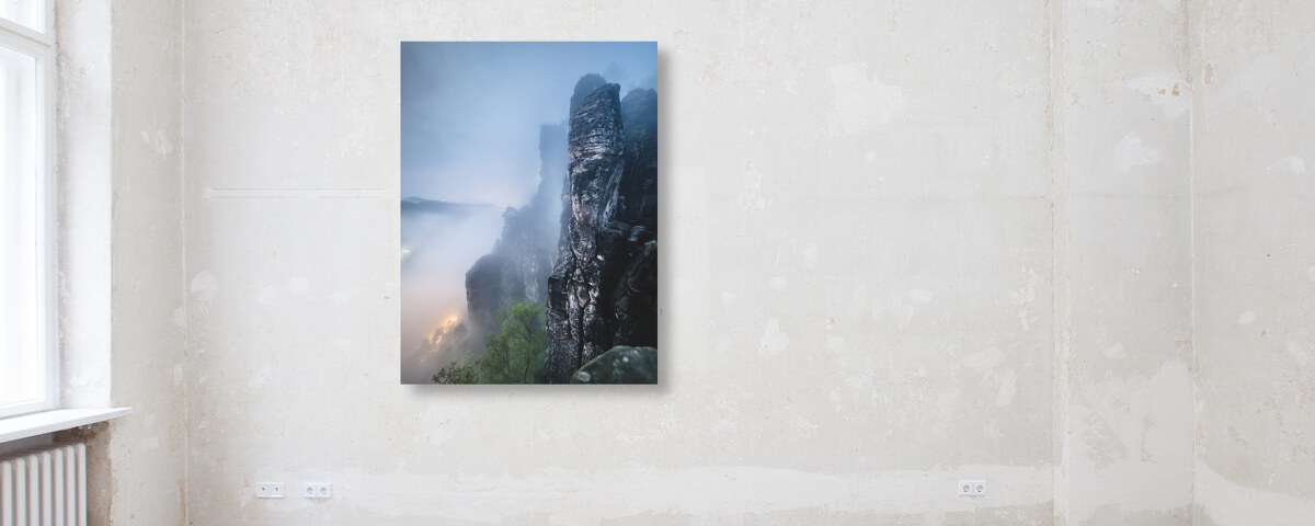 Basteiaussicht bei Nacht im Elbsandsteingebirge
