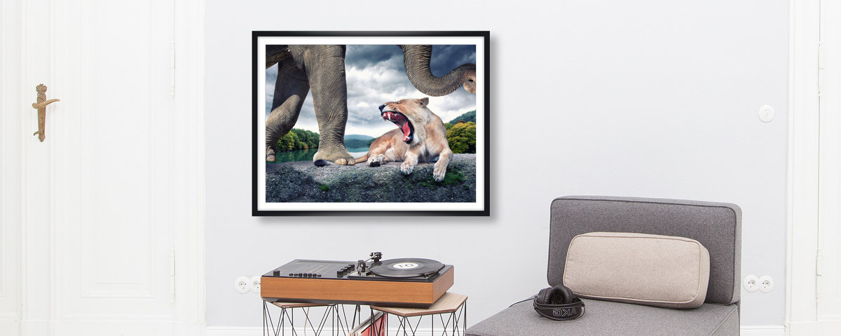 surreeël motief leeuw en olifant