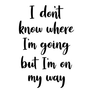 I don't know where I'm going but I'm on my way