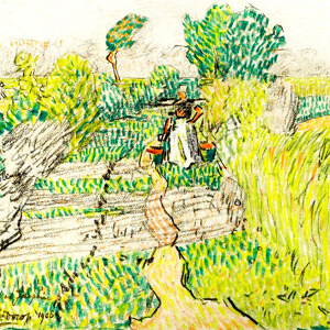 Jan Toorop Baeuerin mit Milcheimern auf den Schultern