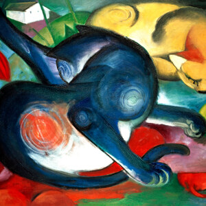Franz Marc Zwei Katzen blau und gelb