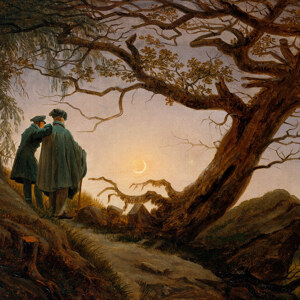 Caspar David Friedrich Zwei Maenner in Betrachtung des Mondes