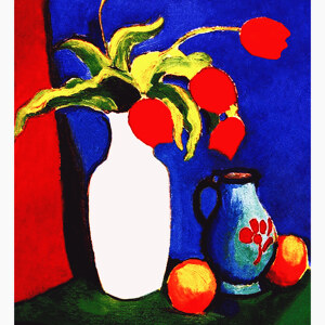 August Macke Rote Tulpen in weiser Vase Ausstellungsposter