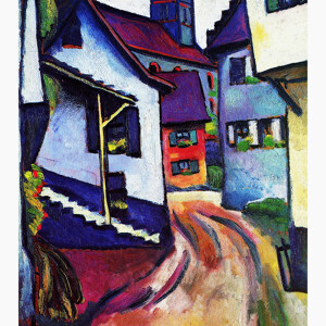 August Macke Strase mit Kirche in Kandern Ausstellungsposter