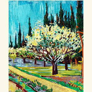 Vincent van Gogh Von Zypressen gesaeumter Obstgarten