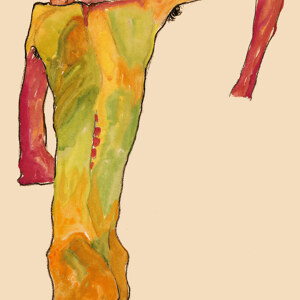 Egon Schiele Sich aufstuetzender Rueckenakt
