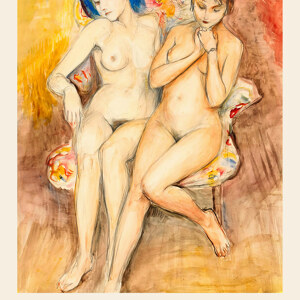 Nils Dardel Zwei Maedchen auf einem Stuhl