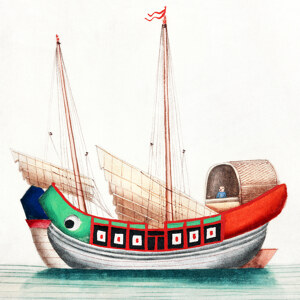 Chinesische Malerei mit altem chinesischem Seeschiff