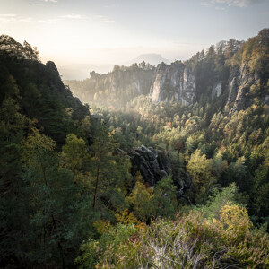 Basteiaussicht am Morgen Elbsandsteingebirge