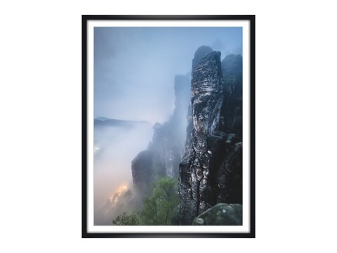 Basteiaussicht bei Nacht im Elbsandsteingebirge